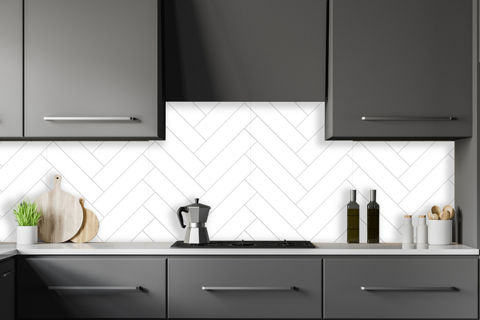 Kitchenline Kjøkkenplate White Herringbone 610 x 610 mm